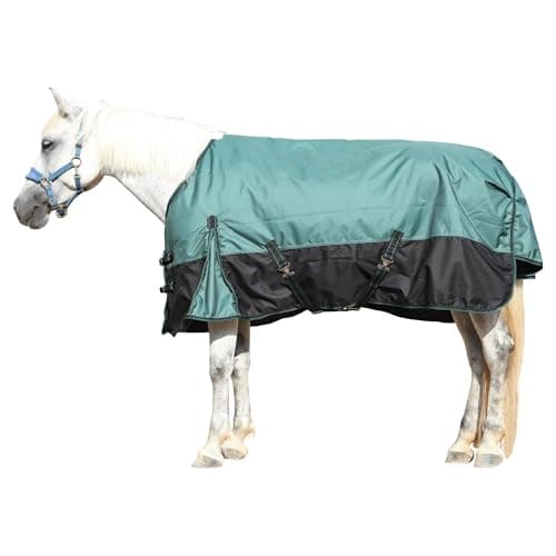 Gallopoff 1200D Ripstop Waterproof Breathable Horse Blanket (200g Fill), Medium Weight Warm Winter Turnout, Thermal Protection for Cold & Snow Greenblack 72"