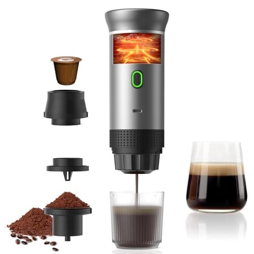 Zcyge Portable Coffee Maker Espresso Machine, Travel Espresso Maker, Cafetera Portatil Expreso with Small Tea Cup, Compatible with Ground Coffee & NS Capsule for RV,Car, Hiking, Camping Office