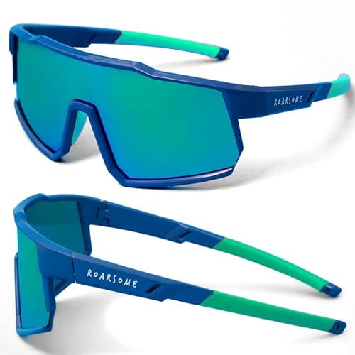 Roarsome Kids Polarized Sunglasses | Lightweight & Durable Cycling Glasses for Boys & Girls | Comfortable Fit with Non-Slip Temples | Outdoor Sports Sunglasses for Active Kids - Blue