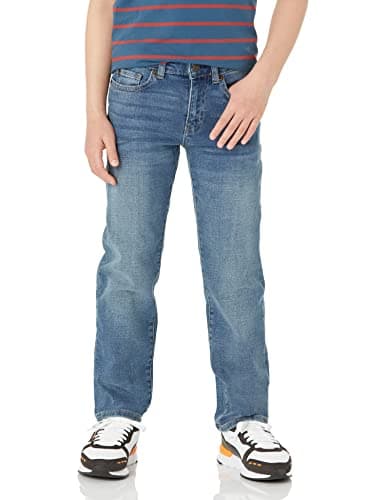 Amazon Essentials Boys' Regular Straight-Fit Jeans, Light Wash, 8