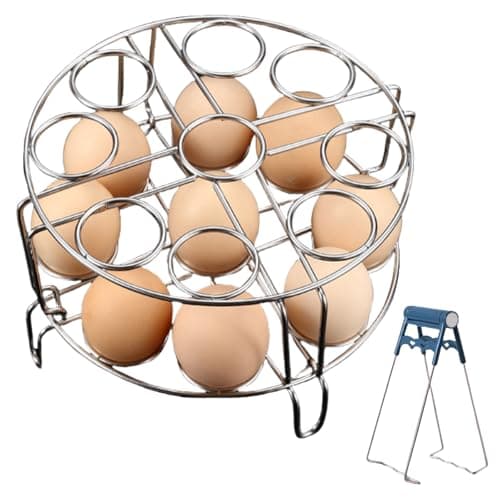 2Pcs Egg Steamer Rack with Hot Plate Gripper Set, Stackable Trivet for Instant Pot Compatible Pressure Cooker Accessories Cooking 18 Eggs