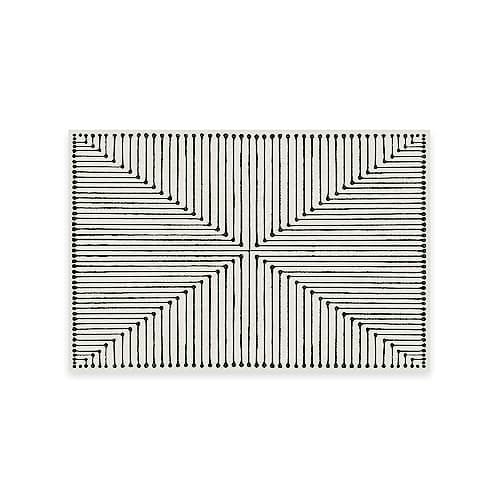 RUGGABLE x Jonathan Adler Washable Rugs 2x3 - Non Slip, Contemporary, Geometric Machine Washable Area Rug, Entryway, Bedroom, Kitchen, Indoor, Small Area Rug, Inkdrop Black/Ivory 2'x3' (Standard Pad)