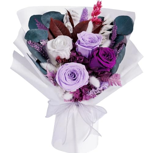 Valentines Day Flowers Gifts for Her, Flowers for Delivery, Preserved Flowers Bouquets, Purple Flowers, Birthday Gifts for Women, Mothers Day Flowers, Christmas Gifts