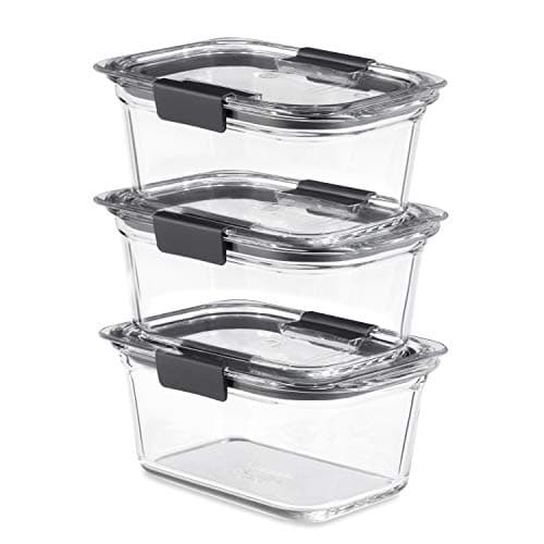 Rubbermaid Brilliance Glass Storage 4.7-Cup Food Containers with Lids Set of 3 Clear
