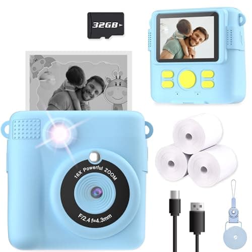 ESOXOFFORE Kids Camera Instant Print, Christmas Birthday Gifts for Kids Age 3-12, Selfie Digital Camera with 1080P Videos,Toddler Portable Travel Toy for 4 5 6 7 8 9 Year Old Boys Girls-Blue