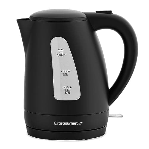 Elite Gourmet EKT8690 1.7L Electric Tea Kettle 1500W Hot Water Heater Boiler BPA-Free, Fast Boil, Water Level Window and Auto Shut-Off, Black