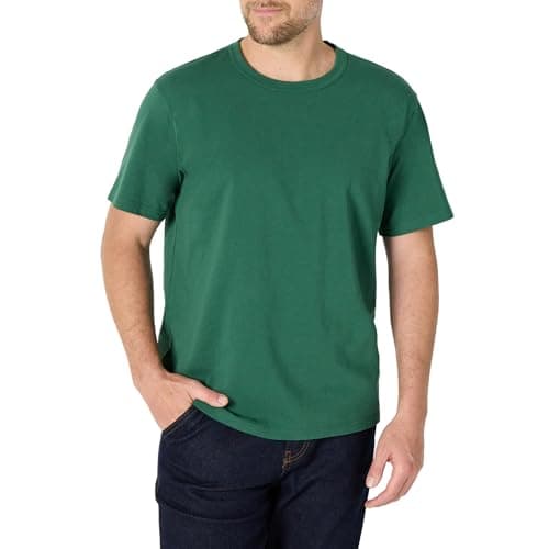 Amazon Essentials Men's Relaxed-Fit Heavyweight Cotton T-Shirt, Deep Green, Medium
