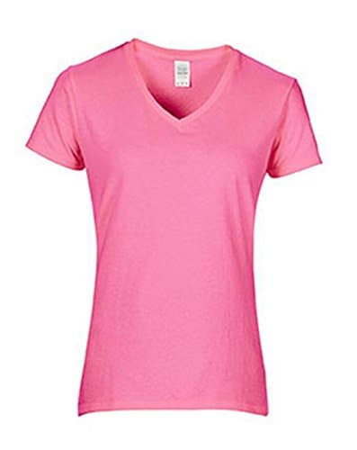 Gildan Women's 1/2" Collar Taped Neck and Shoulder T-Shirt, Azalea, Large