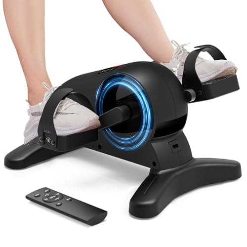 UKEEP Mini Under Desk Exercise Bike Pedal Exerciser, Motorized Setting Bike Pedal Exerciser Leg/Arm Cycle for Senior, Physical Therapy, with 12 Adjustable Speed, LCD Display, Remote Control