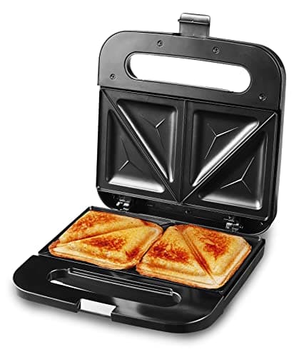Elite Gourmet ESM2207XSS Sandwich Panini Maker Grilled Cheese, Machine Tuna Melt Omelets Non-stick Cooking Surface, 2 Slice, 750 Watts, Stainless Steel