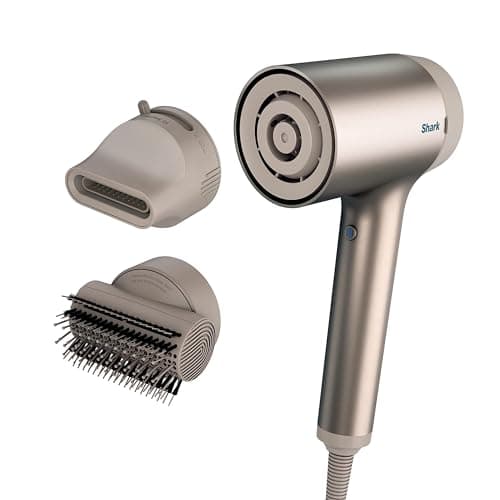 Shark HD112BRN Hair Blow Dryer HyperAIR Ionic Hair Dryer with 2-in-1 Concentrator and Styling Attachments, Auto Presets, Rotatable Hot Air Brush, No Heat Damage, Ionic, Stone