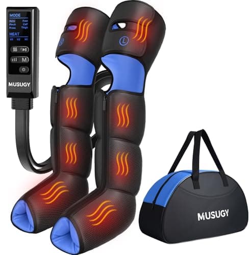 Musugy Leg Massager with Heat and Compression : Sequential Compression Boots with 6 Modes,9 Intensity and 3 Heat for Circulation and Pain Relief - Christmas Birthday for Mom, Dad, Athletes, Gym