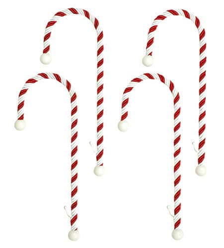 Haute Decor Candy Cane Stocking Holder (Classic Red & White, 4-Pack) - Lightweight Christmas Stocking Hanger, Holds up to 10 pounds