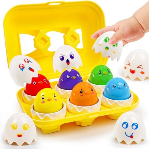 NAODONGLI Egg Toys for Toddlers 1-3,Montessori Geometric Eggs Early Preschool Educational Learning Fine Motor Skills Color Sorting Satcking Travel Bingo Puzzle Matching Games for Kids Boys Girls