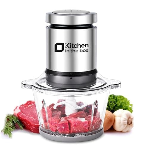 Kitchen in the box Mini Food Processors,Small Meat Grinder & Food Chopper,Electric Vegetable Chopper with One 3 Cup Bowl & S Blades for Meat/Fish/Vegetable/Baby Food,3cup(1bowl)