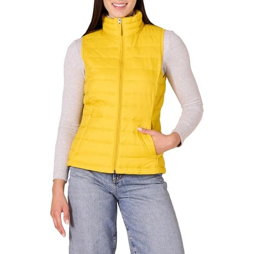 Amazon Essentials Women's Lightweight Water-Resistant Packable Puffer Vest, Yellow, X-Large