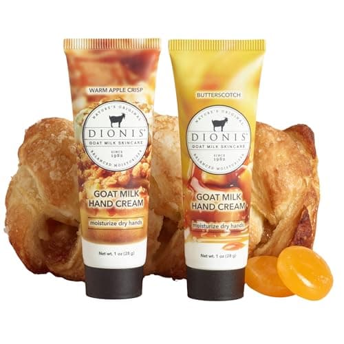 Dionis Goat Milk Skincare Apple Butterscotch Hand Cream Duo, Fall Scented Hand Creams for Men and Women, Made in the USA, Cruelty Free, Paraben Free