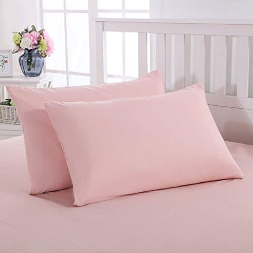 Mohap Zipper Pillowcase 2 Pieces Brushed Microfiber 1800 Hotel Quality Super Soft Pillow Cover No Shrinkage No Fade Pillow Protectors - Pink, Queen