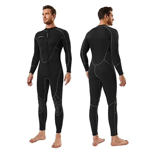 Seaskin Mens 3mm Shorty Wetsuit, Full Body Diving Suit Front Zip Wetsuit for Diving Snorkeling Surfing Swimming