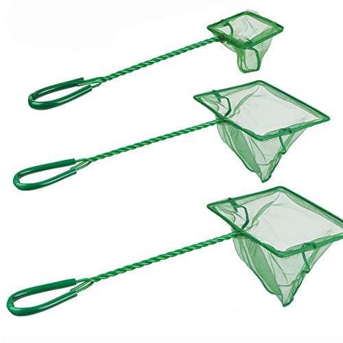 3in 4in 6in Aquarium Fish Net Fine Mesh Net Quick Catch Nets Nylon Fishing Nets with Long Plastic Handle for Fish Tank, Green