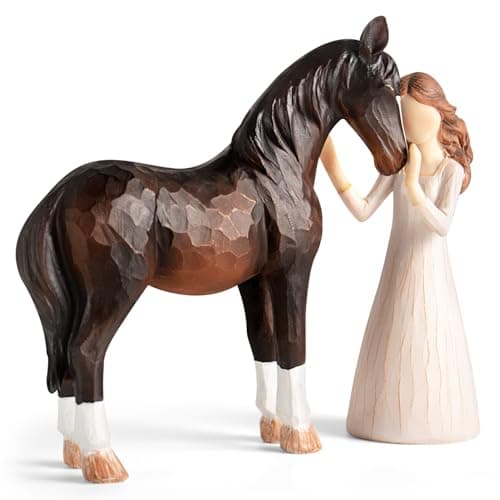 Vofstand Horse Gifts for Girls Women - Girl Embraces Horses Figurine Gifts for Horse Lovers Women Sculpted Hand-Painted Resin Horses Stuff Cowgirl Equestrian Decor