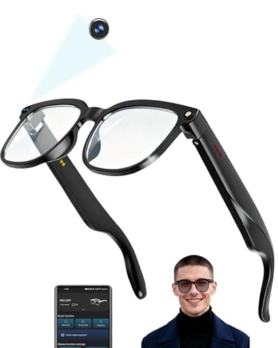 MNVOEQ AI Smart Glasses with Camera 4K, Video Recording.Bluetooth for Men & Women -Hands-Free Recording Glasses with Audio, Al-Powered Wearable Tech