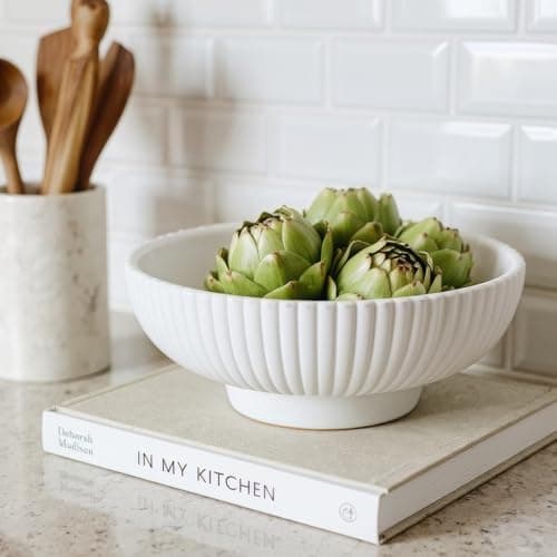 Decorative Concrete Fruit Bowl For Kitchen Counter Or Table Decor – Premium Quality Large Key Bowl Elevates Your Modern/Farmhouse Home Decoration, Showcasing Fruit or Seasonal Centerpieces in Style