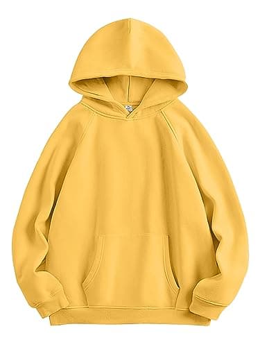 ANRABESS Women Hoodies Oversized Fleece Long Sleeve Comfy Casual Basic Pullover Sweatshirts 2025 Fall Outfits Y2K Clothes Yellow Medium