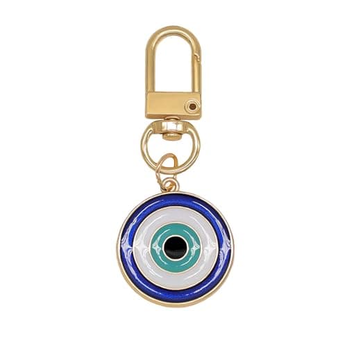 Jasimkiss Colourful Evil Eye Keychains Car Key Ring Bag Purse Keychains Good Luck Amulet protection Charm Keychains for Women Men (B Black+Blue)