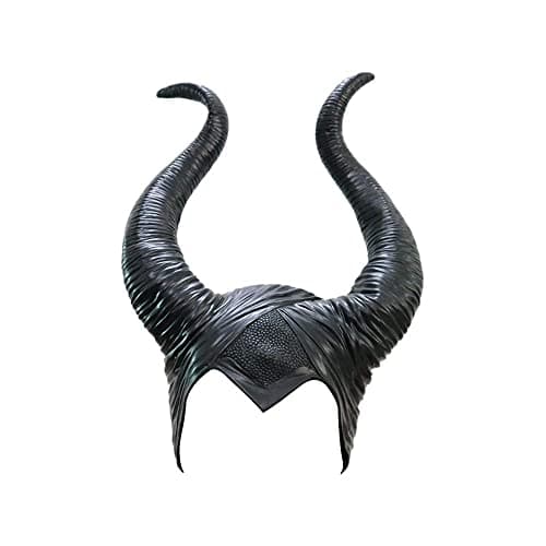 Uranshin Halloween Maleficent Horns Maleficent Costume, Black Long Women Horns Queen Hat, Deluxe Magic Witch Headpiece Headdress for Women Adults