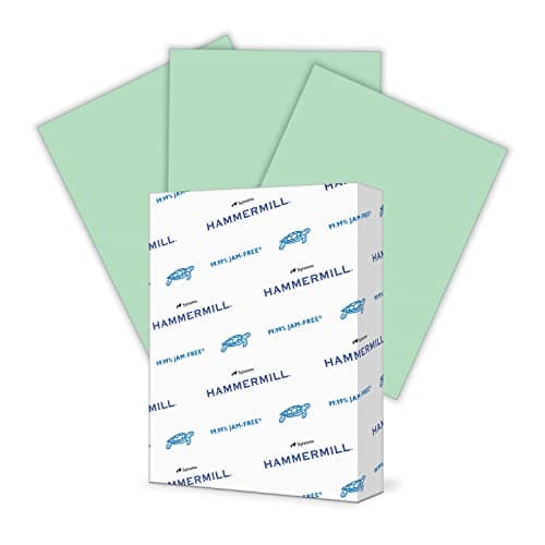 Hammermill Colored Paper, 20 lb Green Printer Paper, 8.5 x 11-1 Ream (500 Sheets) - Made in the USA, Pastel Paper, 103366R