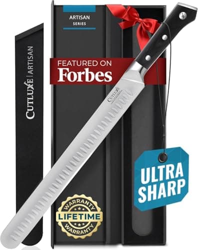 Cutluxe Brisket Knife – 12" Carving & Slicing Knife for Meat & BBQ – Razor Sharp German Steel, Sheath Included, Ergonomic Full Tang Handle Design, Grilling Gifts for Men – Artisan Series