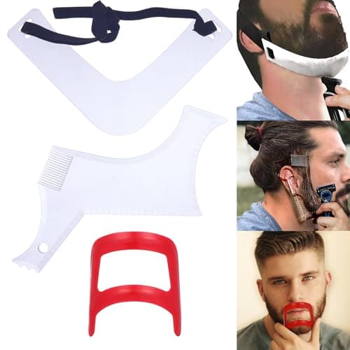 Beard Trimming Guide Tool, 3Pcs Neckline Shaping Goatee Mustache Grooming Facial Hair Styling Template Face Hair Ruler Combs
