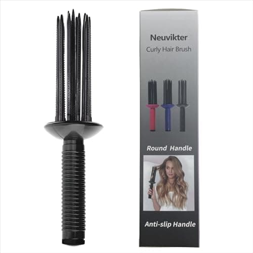 Neuvikter 17 Teeth Curly Hair Brush, Curl Defining Brush, Curling Roll Comb, Perfect for Hair Salon & Home Use (Round Black)