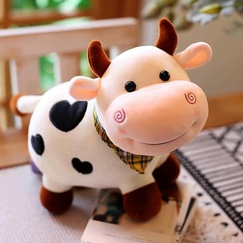 SMY LINUUE Cow Stuffed Animal Cute Soft Plush Cow Toy for Children's Birthday Gift 10.5 inch Cow Plush Toy