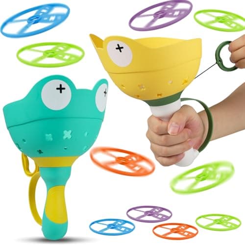 Outdoor Toys for Kids Ages 4-8, Flying Disc Launcher Toys Manual Capture Catching Outdoor Games for 3 4 5 6 7 8 Years Old Boys Girls,Fun Outside Toys for Toddlers 3-5 Christmas Easter Birthday Gifts