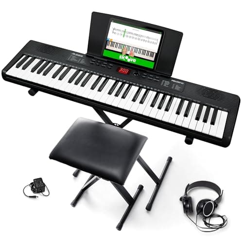 Alesis Melody 61 MK4 Keyboard Piano for Beginners with 61 Keys, Speakers, Stand, Bench, Headphones, Tablet/Sheet Music Stand, 300 Sounds and Music Lessons