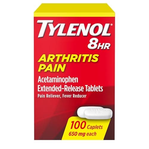 Tylenol 8HR Arthritis Pain Relief Caplets, 650 mg Acetaminophen for Minor Arthritis & Joint Pain, Fever Reducer, Extended Release, Gentle on Stomach, 100 ct