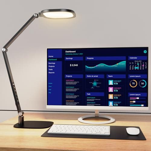 LitONES LED Desk Lamp for Home Office, Eye-Caring Modern Desk Light, 3 Color Temperature 10 Brightness Computer Light, Dimmable Desk Light with Memory & Timer Func, Metal Swing Arm Table Lamp