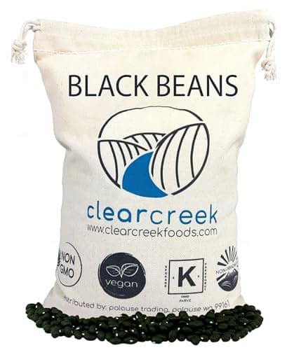 Washington State Black Beans | 4 LB Linen Drawstring Bag | Non-GMO | Vegan | Kosher | Non-Irradiated | Dry Black Beans | Frijoles Negros