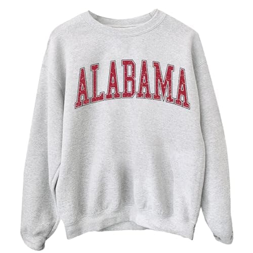 Alabama Crewneck Sweatshirt - Bama Sweatshirt, Vintage Alabama State Sweater L Ash