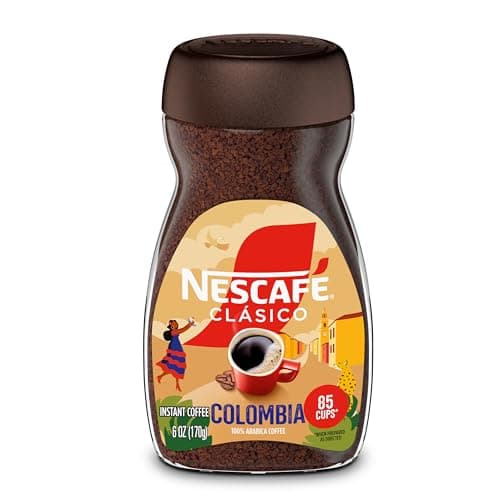 NESCAFÉ CLÁSICO Instant Coffee, Medium Roast Coffee, Colombia, 1 Jar (6 Oz)