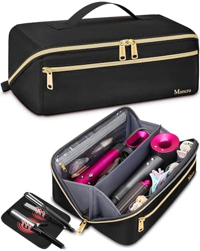 Mancro Hair Tools Travel Bag Compatible with Shark Flexstyle, Wide-open Hot Hair Tool Organizer with Separate Heat Resistant Mat, Hair Accessories Organizer for Straighteners, Curling Iron