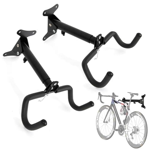 Best Bike Accessories #3 from PSLER PSLER 2pcs Bike Wall Mount Hanger - Wall Mount Handbar, Adjustable & Extendable Horizontal Bike Rack Holder for Mountain/Road/Hybrid Bikes, Space Saving Garage Storage Hook, Easy Install