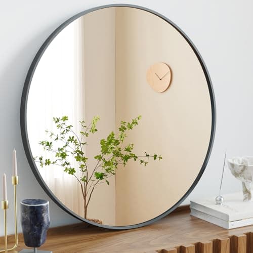 Elevon Gold Round Wall Mirror 24 Inch, Bathroom Mirrors for Over Sink, Circle Mirror for Bathroom, Entryway, Bedroom, Vanity