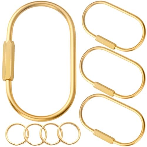 CMVFYL Gold Brass Key Rings, Purse Bag Charms for Handbags, Screw Lock Key Organizer, Carabiner Keychain Clip for Keys