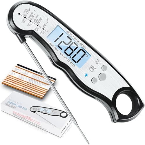 Digital Meat Thermometer, Waterproof Instant Read Food Thermometer for Cooking and Grilling, Kitchen Gadgets, Accessories with Backlight & Calibration for Candy, BBQ Grill, Liquids, Beef, Turkey…