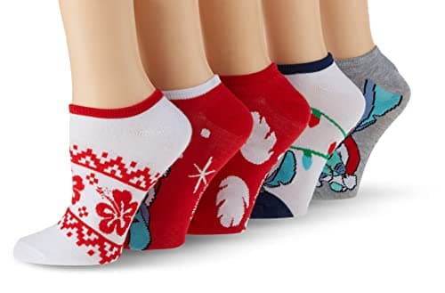 Disney Women's Lilo & Stitch 5 Pack No Show Socks