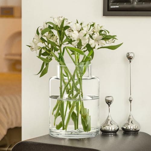 Clear Glass Vases Flower Vases for Centerpieces 9" Large Glass Cylinder Vase for Home Wedding Party Events Office Entryway Décor (Transparent)