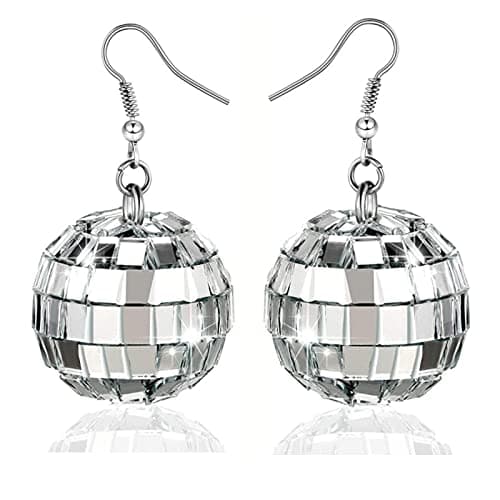 Disco Ball Earrings 24mm 70'S Disco Punk Earrings for Women Jewelry (B)